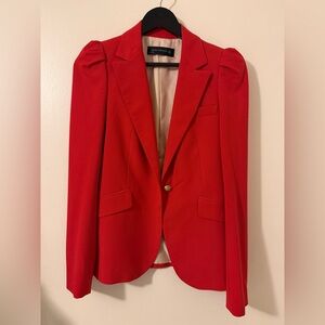 Zara Woman puff sleeve Bright Red Single-Button Blazer